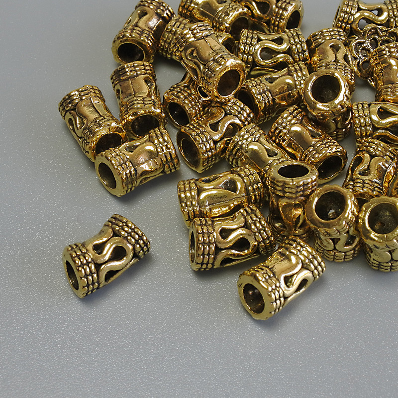 Furnitura - koralik-wstawka w kolorze złota, średnica 9×5 mm, otwór 3,5 mm, opakowanie 20 g (~29 szt.)
