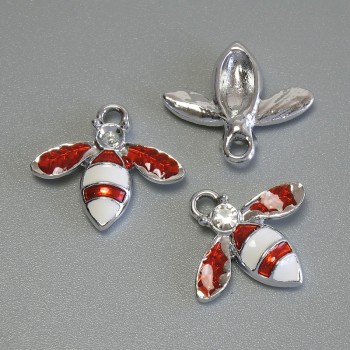 Wisiorek – Owady, emaliowany, metal srebrzysty, średnica 15 × 16,5 mm, +/- op. 3 szt.