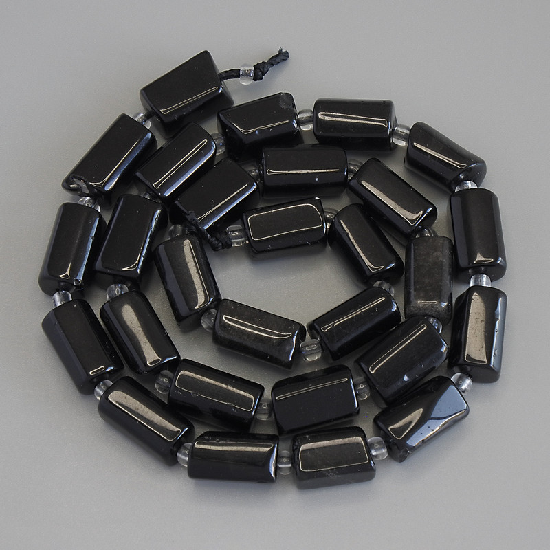 Koraliki z obsydianu słonecznego, fasetowane, średnica 12×7 mm, koraliki 3 mm, długość około 39 cm, na nitce