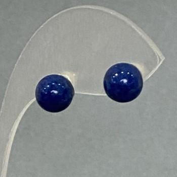 Kolczyki sztyfty z lazurytu (prasowane), metal pod srebro, 8 mm