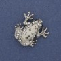Broszka-wisiorek «Żaba haliozyt» z białą emalią, białymi kryształkami strass, srebrzysty metal, 28×28 mm+