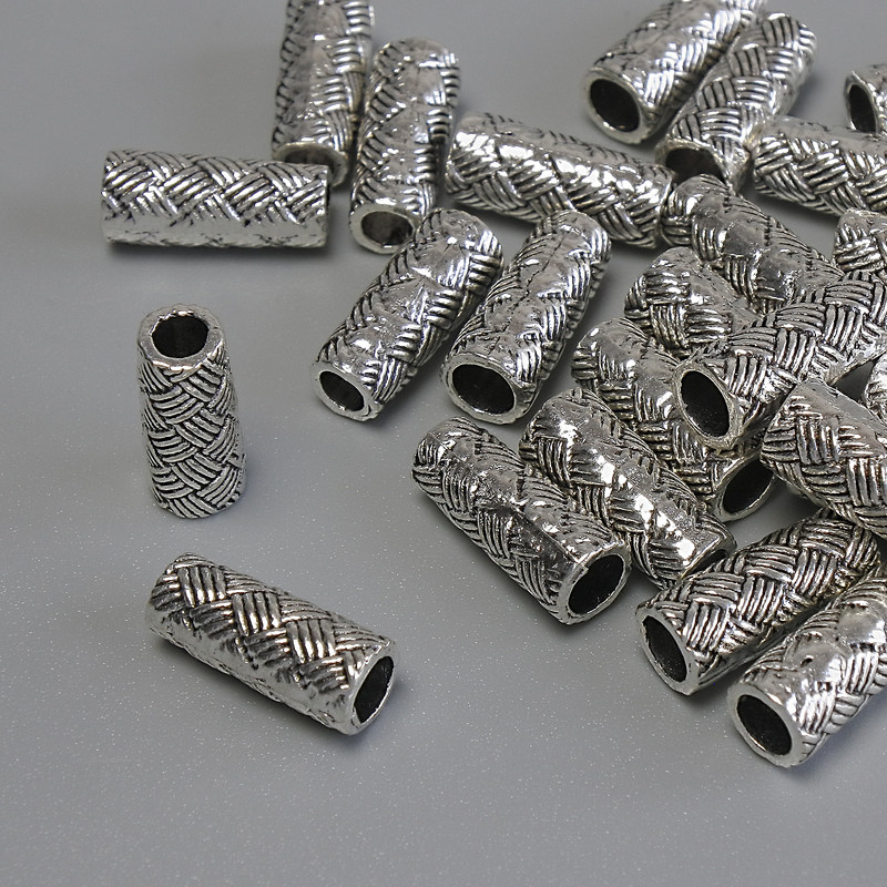 Okucia do biżuterii: wkładka-koralik w kolorze metalu srebrnym, średnica 12×5 mm, otwór Ø ~3 mm, opakowanie 20 g (~30 szt.)
