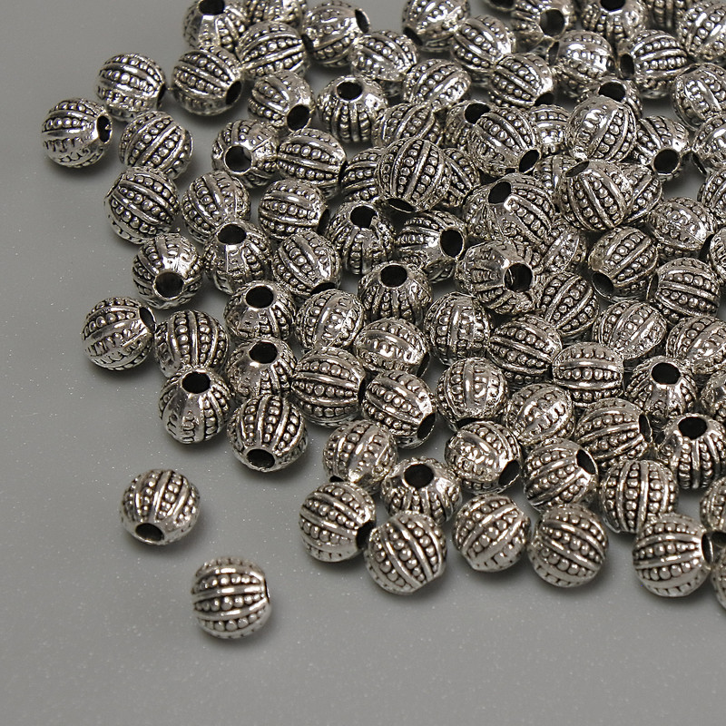 Furnitura jubilerska – koralik-wstawka, kolor metalu: srebro, średnica 4×3,5 mm ± otwór 1,4 mm ± opakowanie 20 g (~120 szt.)