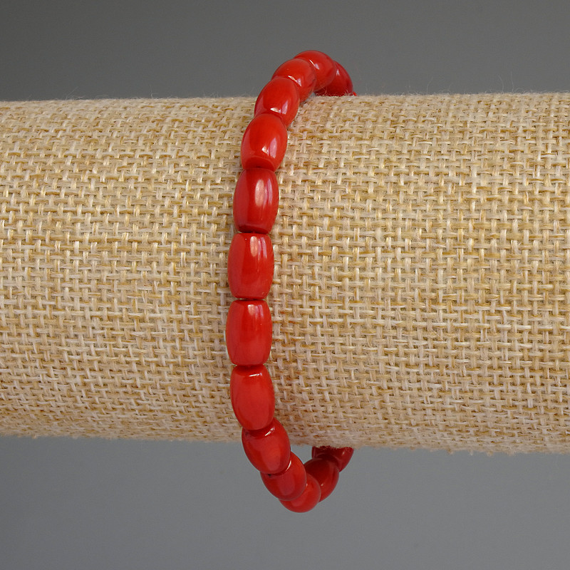 Bransoletka z koralu Barilo 9x6 mm, długość 18 cm, elastyczna