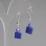 Kolczyki z lazurytu fasetowanego, kwadrat 10×10 mm ±, rondel ze szkła czeskiego 6×5 mm ±, długość około 37 mm