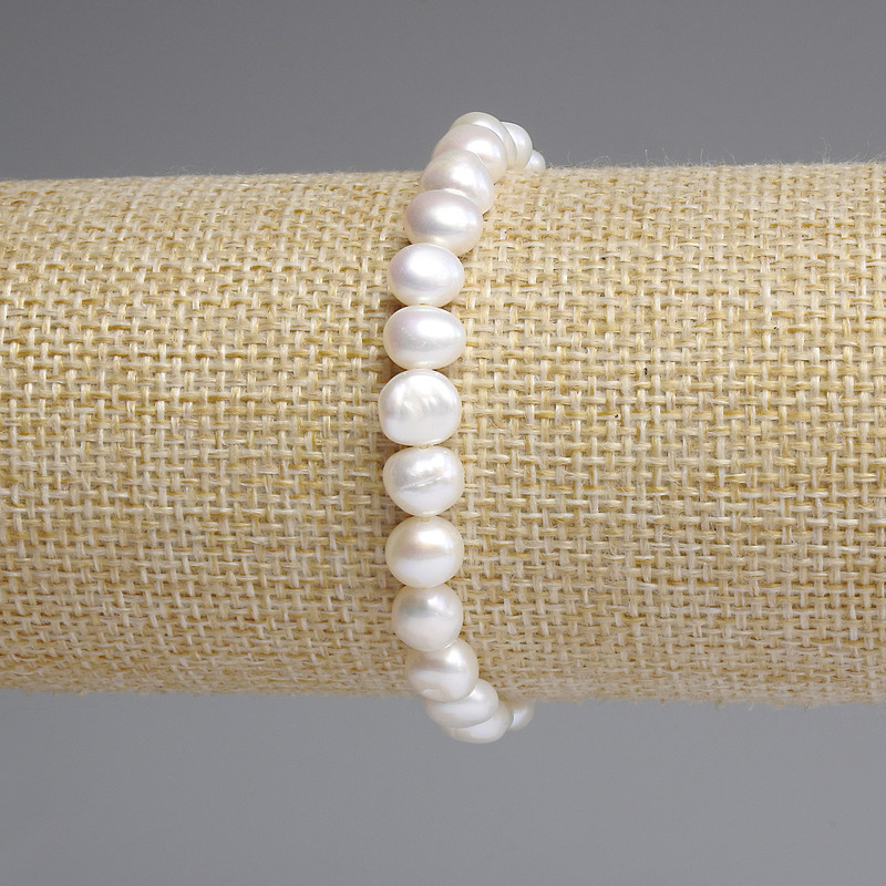 Bransoletka z pereł rzecznych 7–7,5×6–6,5 mm, długość 18 cm, elastyczna