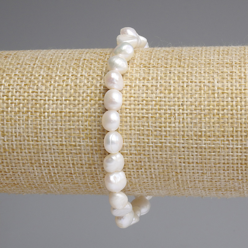 Bransoletka z pereł rzecznych 7-8×6, 5-7 mm, długość 18 cm, elastyczna