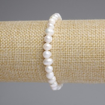 Bransoletka z pereł rzecznych 6–7×6–6 mm, długość 18 cm, elastyczna