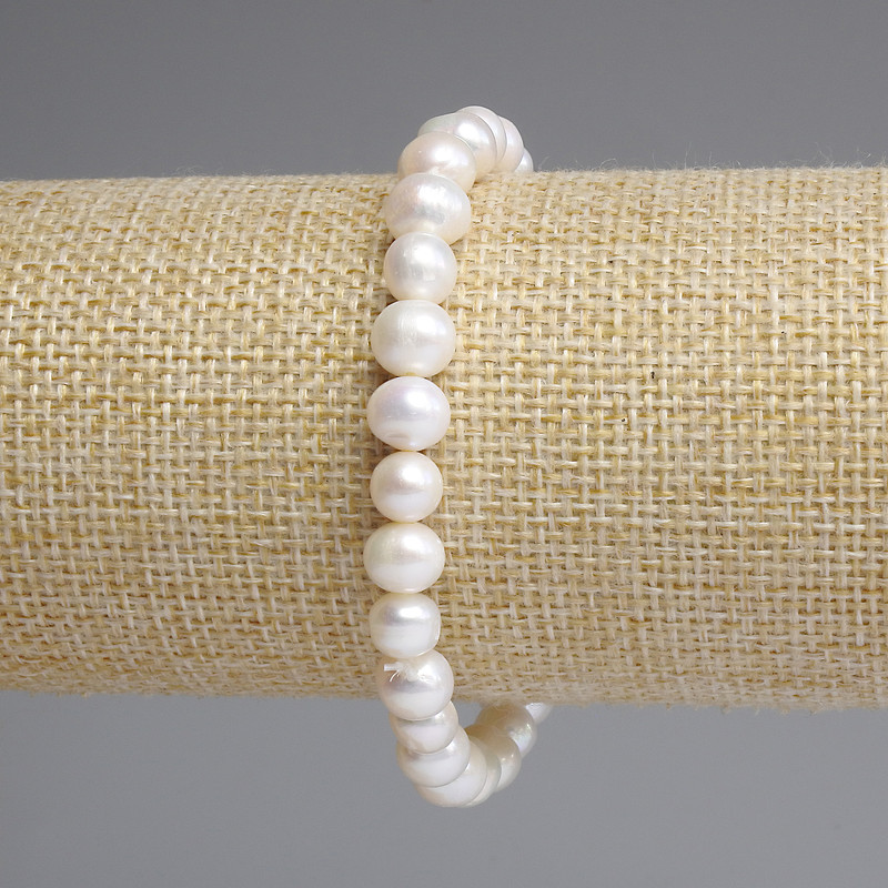 Bransoletka z pereł rzecznych 7–8×6–6 mm, 5 mm, długość 18 cm, elastyczna