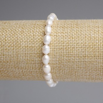 Bransoletka z pereł rzecznych 7,5–8×6 mm, długość 18 cm, na elastycznej gumce