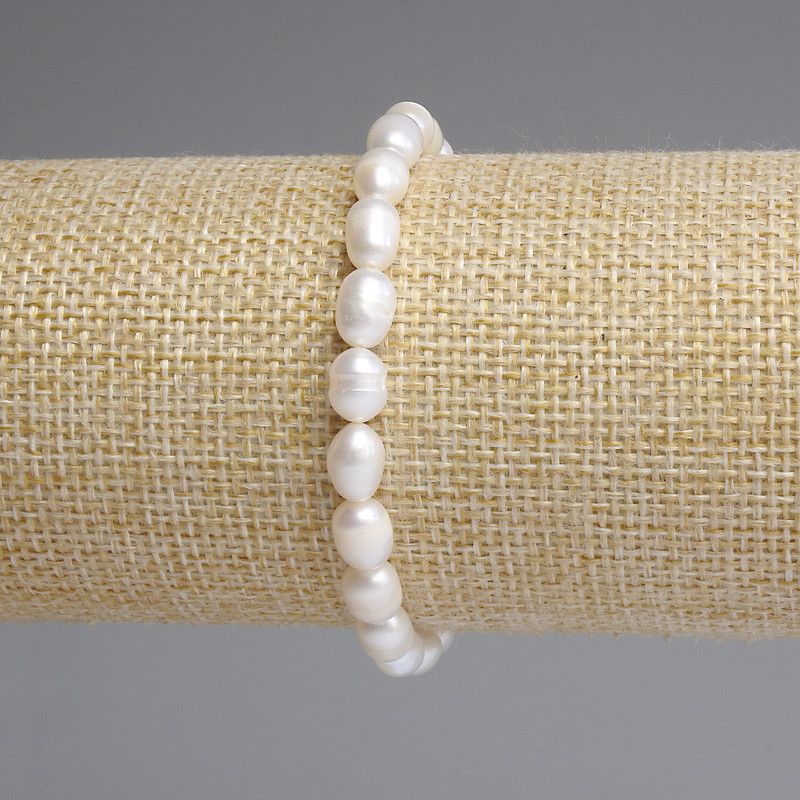 Bransoletka z pereł rzecznych 7,5–8×6 mm, długość 18 cm, na elastycznej gumce