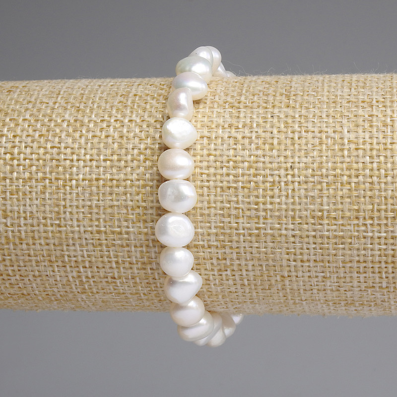 Bransoletka z pereł rzecznych 9×8 mm, długość 18 cm, elastyczna baza