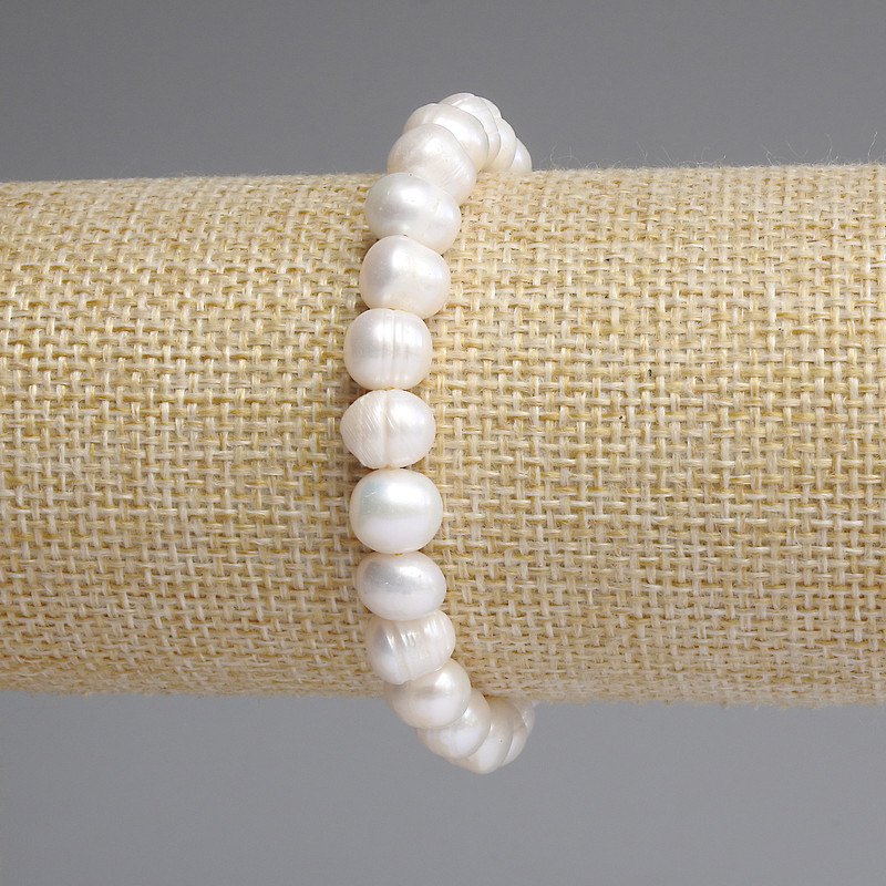 Bransoletka z pereł rzecznych 9,5×8 mm, długość 18 cm, na elastycznej bazie