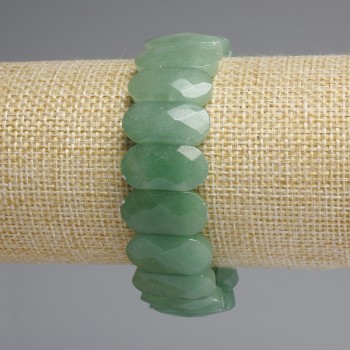 Bransoletka z nefrytu, fasetowane zaokrąglone ogniwa, średnica 20×10 mm, długość 18 cm, elastyczna