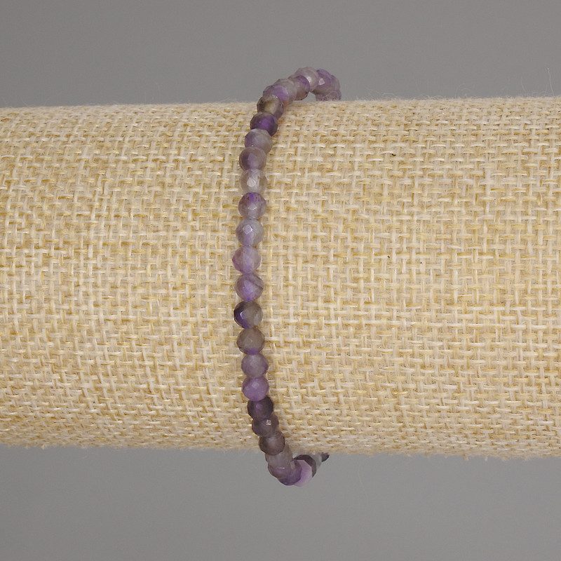 Bransoletka z ametystu, fasetowane kuleczki, średnica 4 mm, długość 18 cm, elastyczna