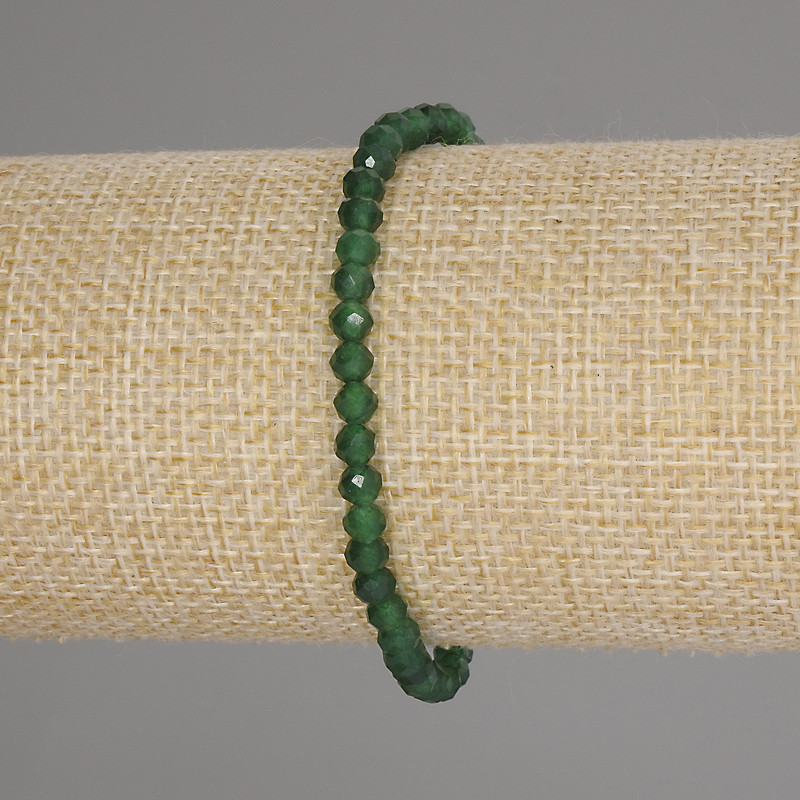 Bransoletka z chryzoprazem, fasetowane kuleczki, średnica 4 mm, długość 18 cm, elastyczna