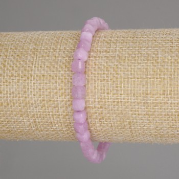 Bransoletka z kunzytu fasetowana kostka 5×5 mm, długość 18 cm, elastyczna