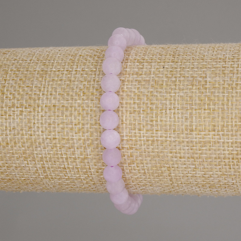 Bransoletka z kunzytu – gładkie kulki, średnica 6 mm, długość 18 cm, na elastynie