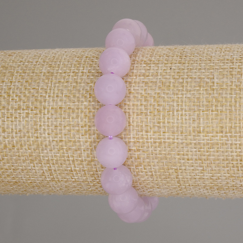Bransoletka z kunzytem – gładkie kuleczki, średnica 10 mm ±, długość 18 cm ±, elastyczna