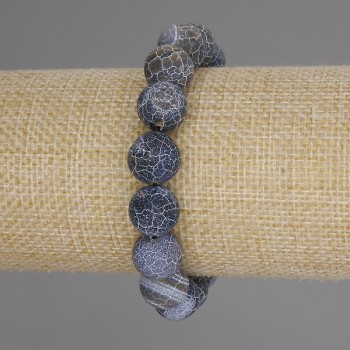 Bransoletka Mroźny agat, gładka kula, średnica 12 mm, długość 18 cm, elastyczna