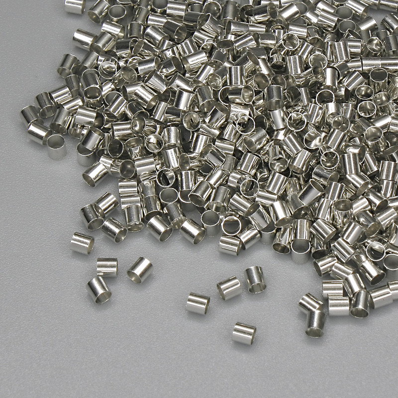 Krymki zaciskowe 'zahipy', średnica 2 mm, kolor metalu 'srebro', opakowanie 5 g