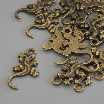 Wisiorek-zawieszka Salamandra brązowy, średnica 22×12 mm ± opakowanie 15 szt.