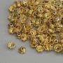 Czapeczki do koralików, kolor złoty, średnica 5,5×1 mm ± otwór 1,3 mm ± opakowanie 20 g (~143 szt.)