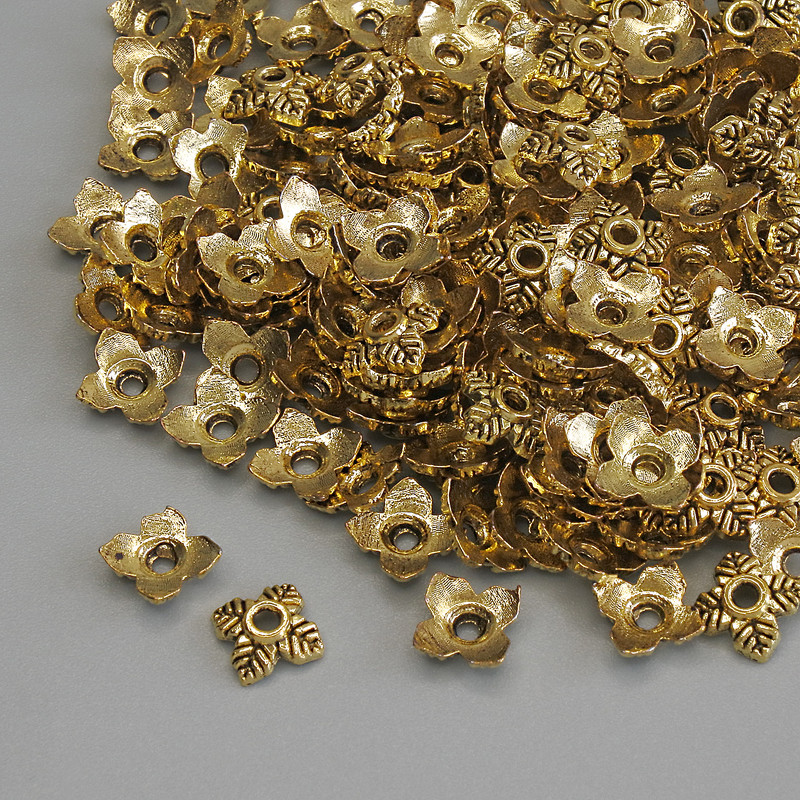 Kapeluszek do koralików, kolor metalu złoty, średnica 5×1 mm ± otwór 1 mm ± opakowanie 20 g (~160 szt.)