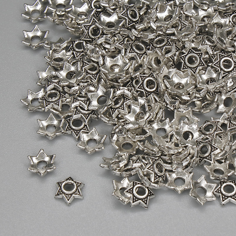 Czapeczki do koralików w kolorze srebrnym, średnica 5,5×1 mm ± otwór 1,9 mm ± opakowanie 20 g (~177 szt.)