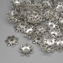 Czapeczka do koralików, kolor metalu: srebrny, średnica 10 mm, otwór około 2,2 mm, opakowanie 20 g (~72 szt.)