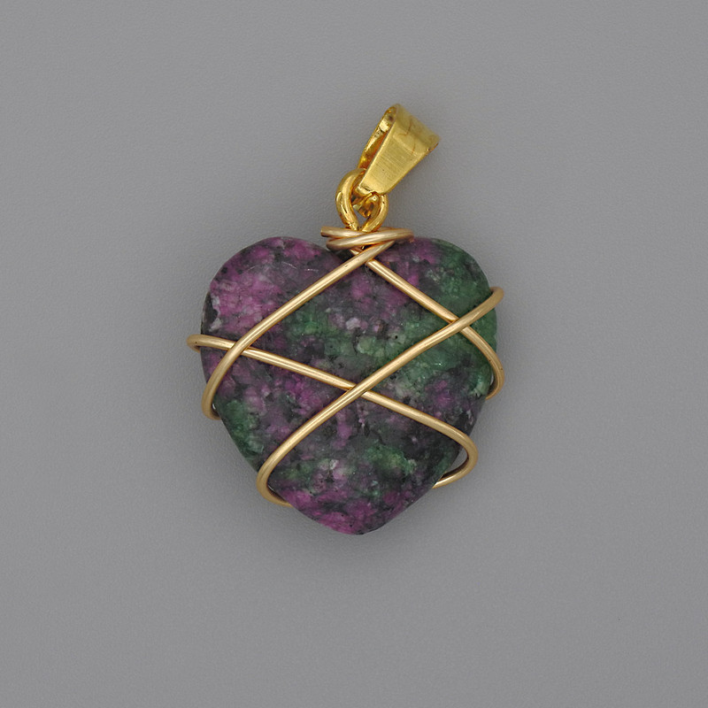 Wisiorek Serce w oplocie zoizytu, 21×21 mm, średnica 30 mm