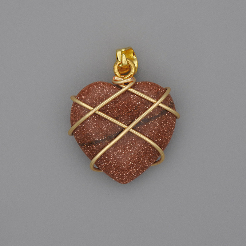 Wisiorek Serce z awenturytu „Złoty piasek” 21×21 mm, średnica 30 mm