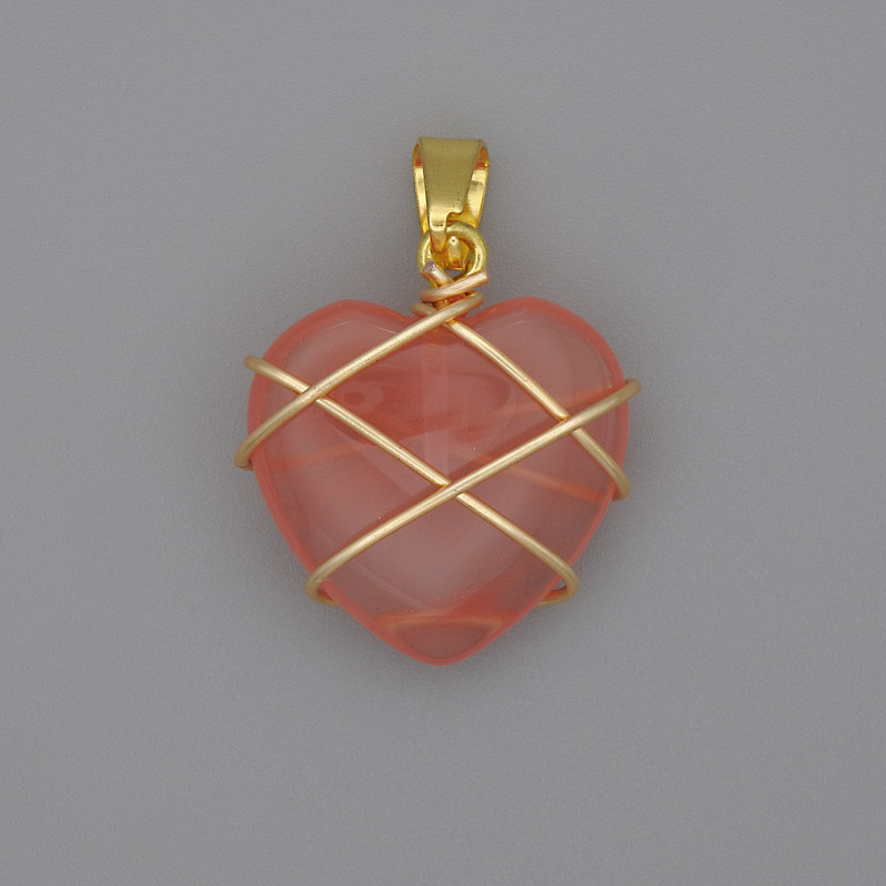 Wisiorek «Serce» z chalcedonem w oplocie 21×21 mm, średnica 30 mm