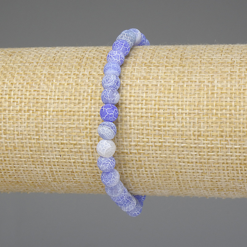 Bransoletka z mroźnego agatu – gładkie kuleczki 6 mm, długość 18 cm, elastyczna