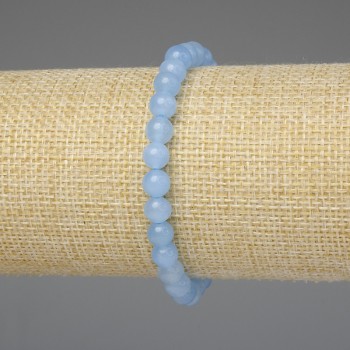Bransoletka z akwamarynu, gładkie kuleczki 6 mm, długość 18 cm, elastyczna
