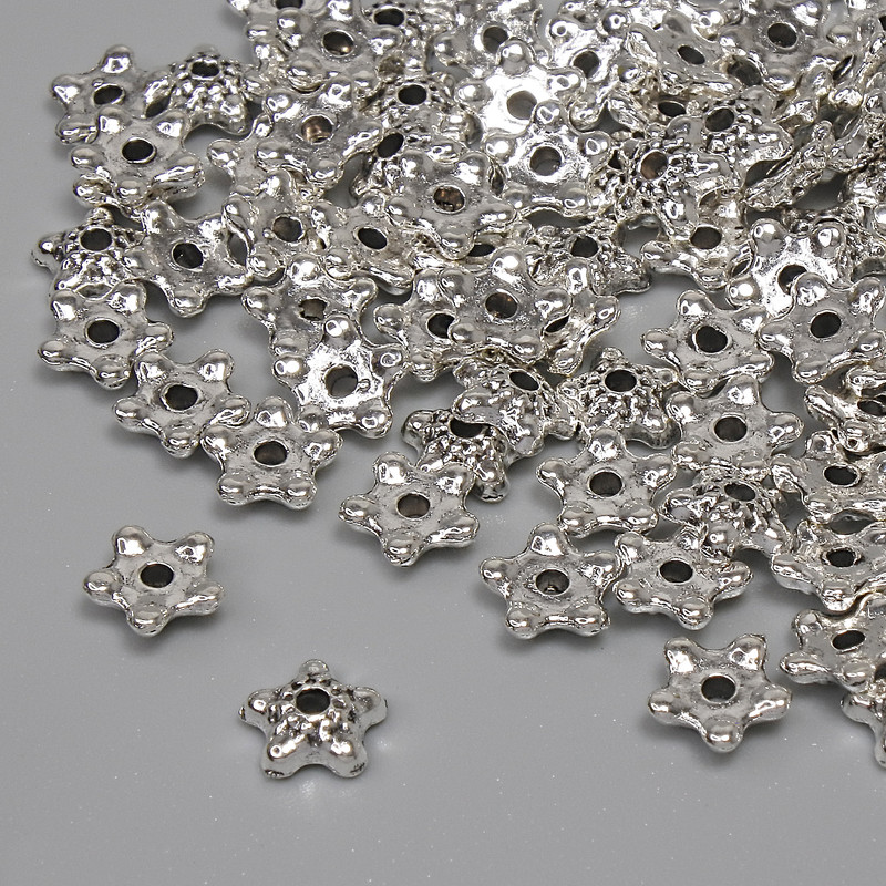 Srebrna czapeczka do koralików 5×1,5 mm ± otwór 1,2 mm ± opakowanie 91 szt. +