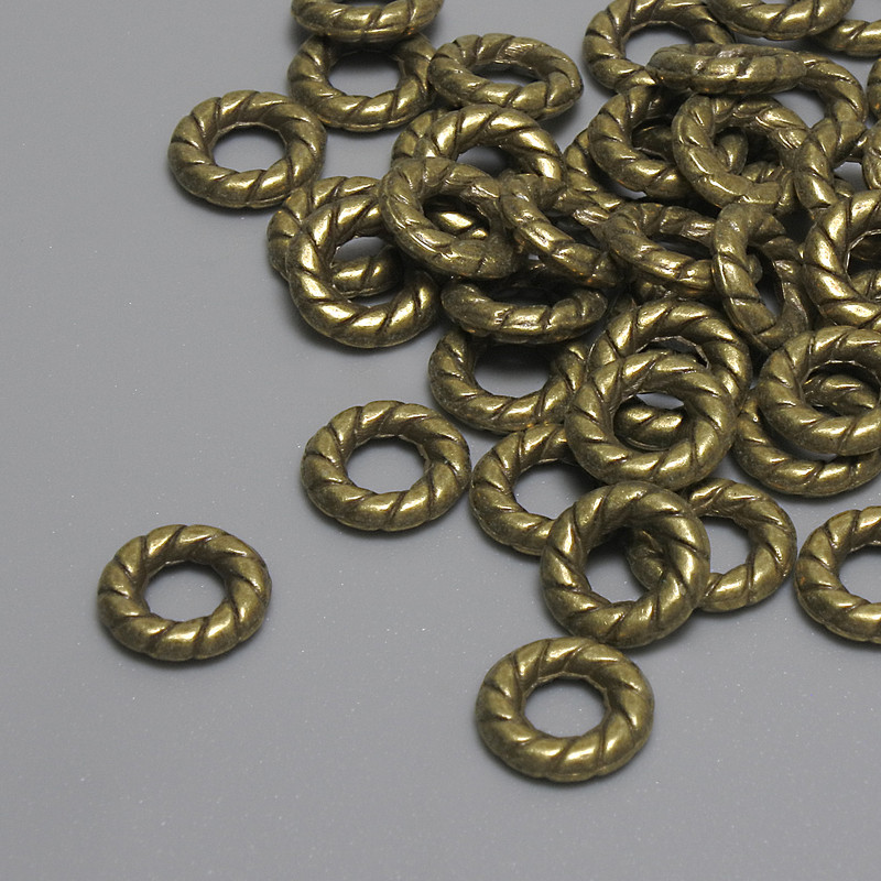 Brązowa koralika-wstawka, kolor metalu: brąz, średnica 7,5×2 mm ± otwór około 3,7 mm ± opakowanie 44 szt. +