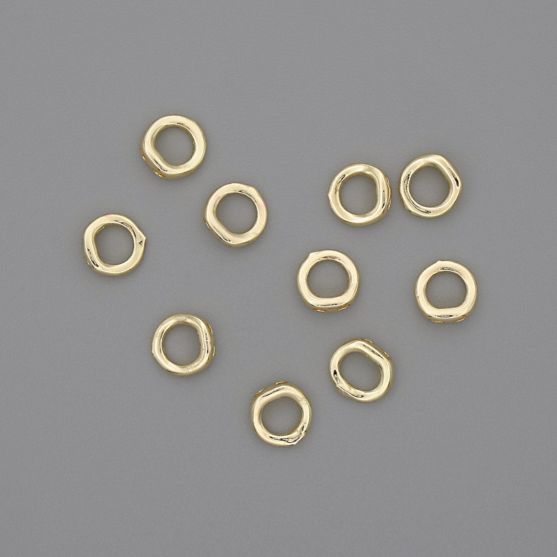 Łączniki pierścieniowe do biżuterii na 2 rzędy, średnica 5×2 mm, otwór około 3,3 mm, złoty kolor metalu, opakowanie 10 szt.