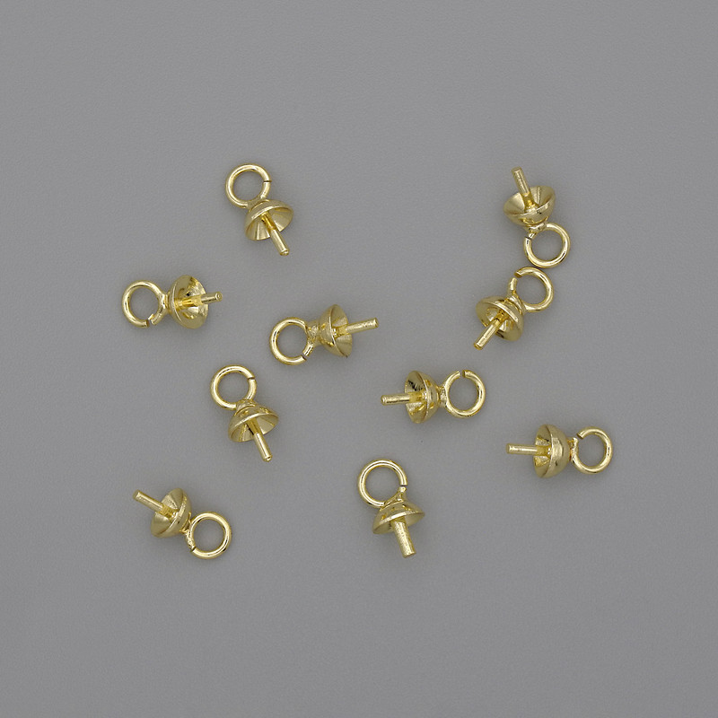Sztyft z czapeczką do biżuterii, długość 4×7,5 mm, złoty metal, 1 szt.
