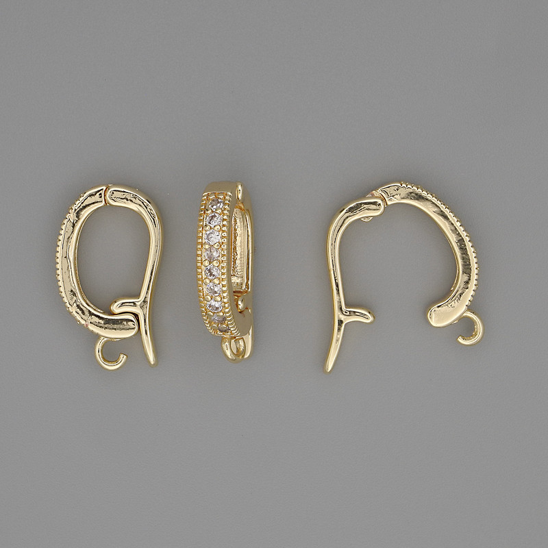 Zawieszka rozłączna z złoceniem do wisiorków, średnica 18×3 mm ±, białe kryształy, złoty kolor metalu