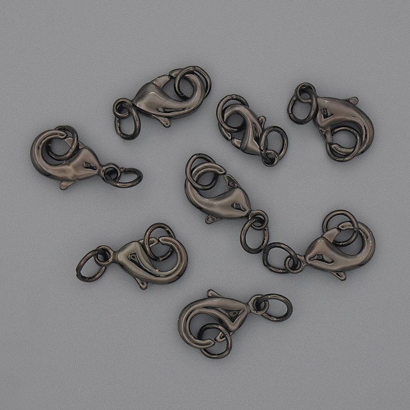 Zapięcie karabińczyk 12×6 mm ± kolor czarny metalu