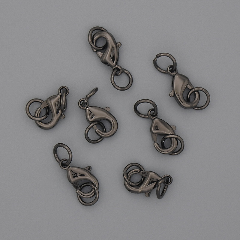 Zapięcie karabinkowe 10×5 mm, czarny kolor metalu