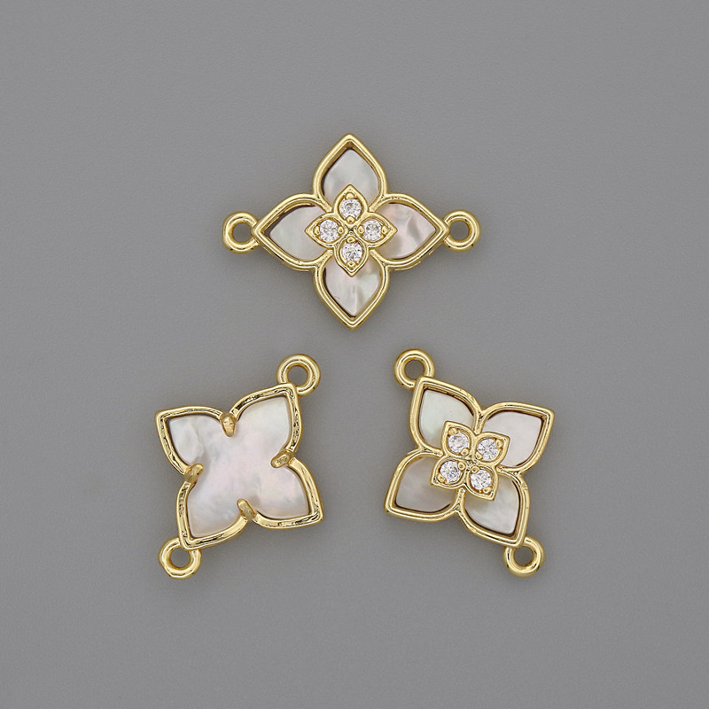 Konektor perłowy 15×19 mm ± złoty metal