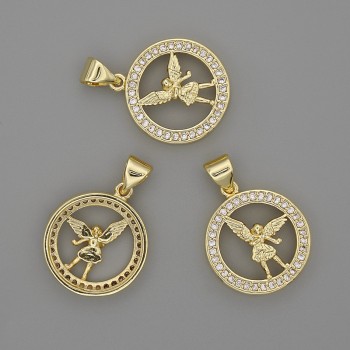 Wisiorek Anioł 16 mm, długość 22 mm, złoty metal