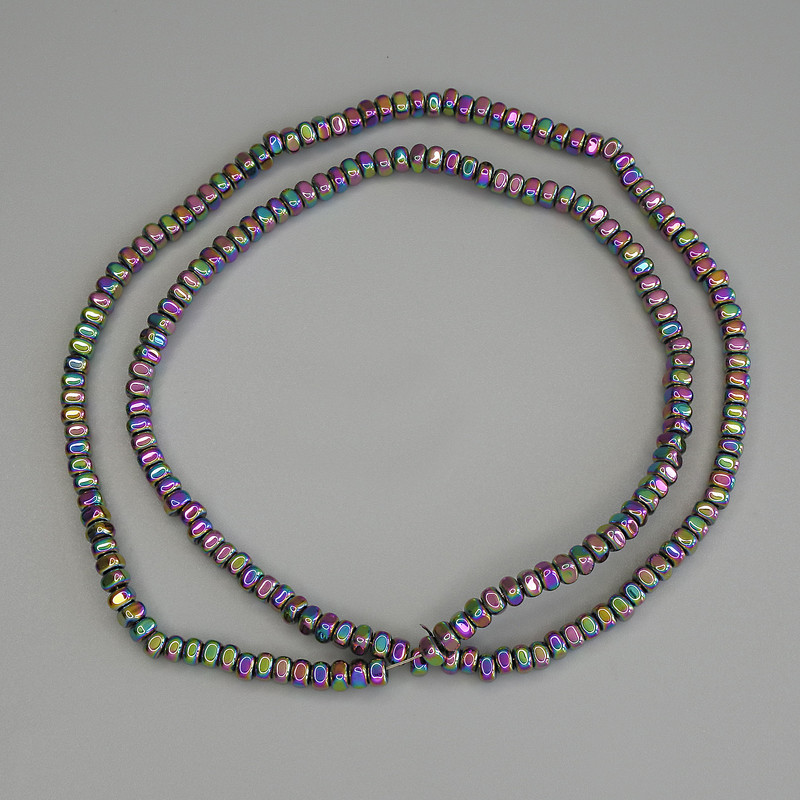 Koraliki hematyt tęczowy, kwadratowy rondel 3×2 mm, na żyłce, długość 40 cm+