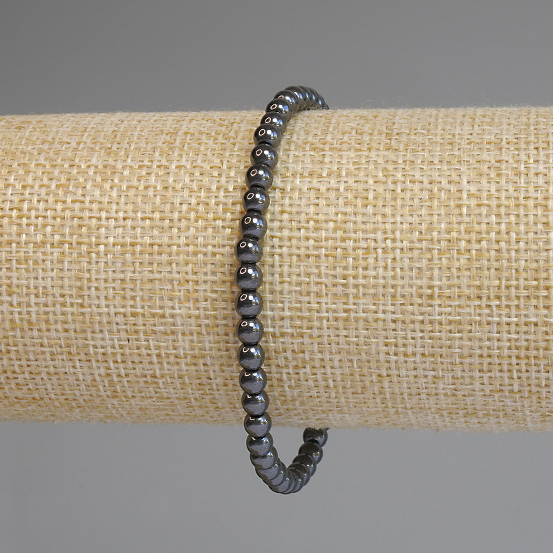 Bransoletka z hematytu, gładkie kulki 4 mm