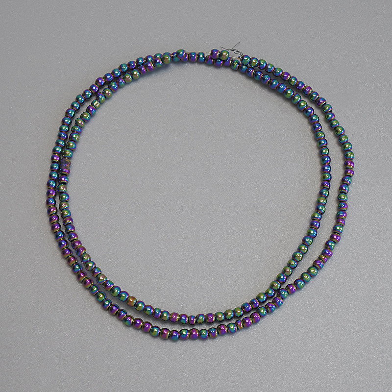 Koraliki hematytu o tęczowym kolorze, gładkie kulki 2 mm, na żyłce, długość 38 cm+