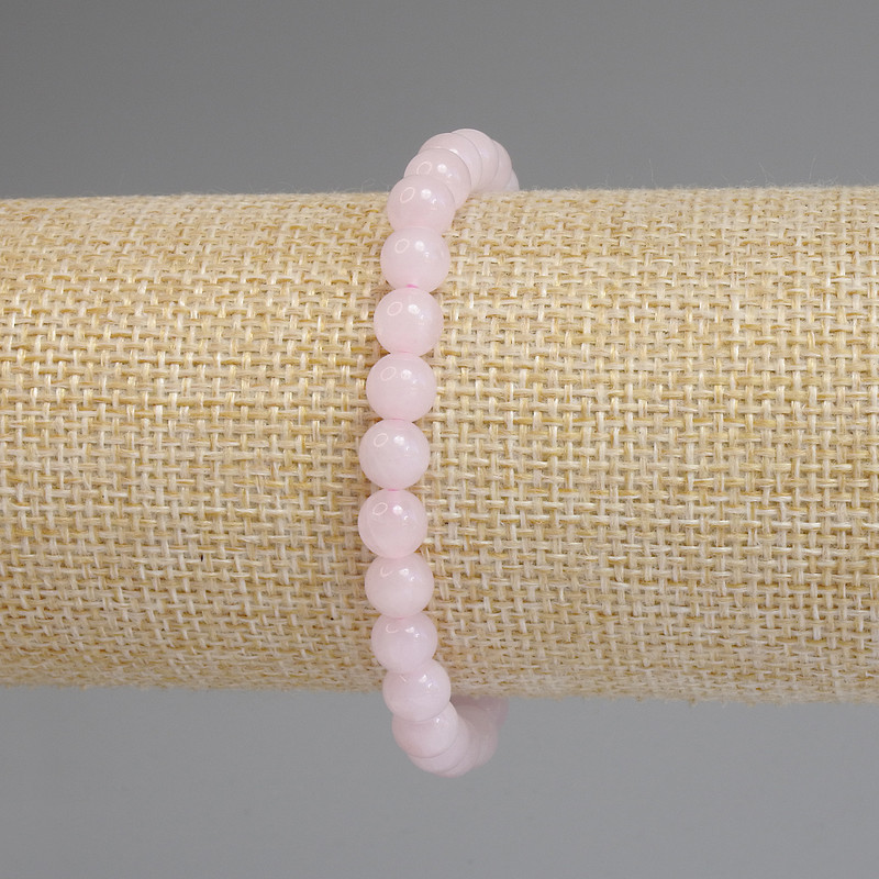 Bransoletka z różowego kwarcu, gładkie kulki 6 mm, długość 18 cm, na elastycznej gumce