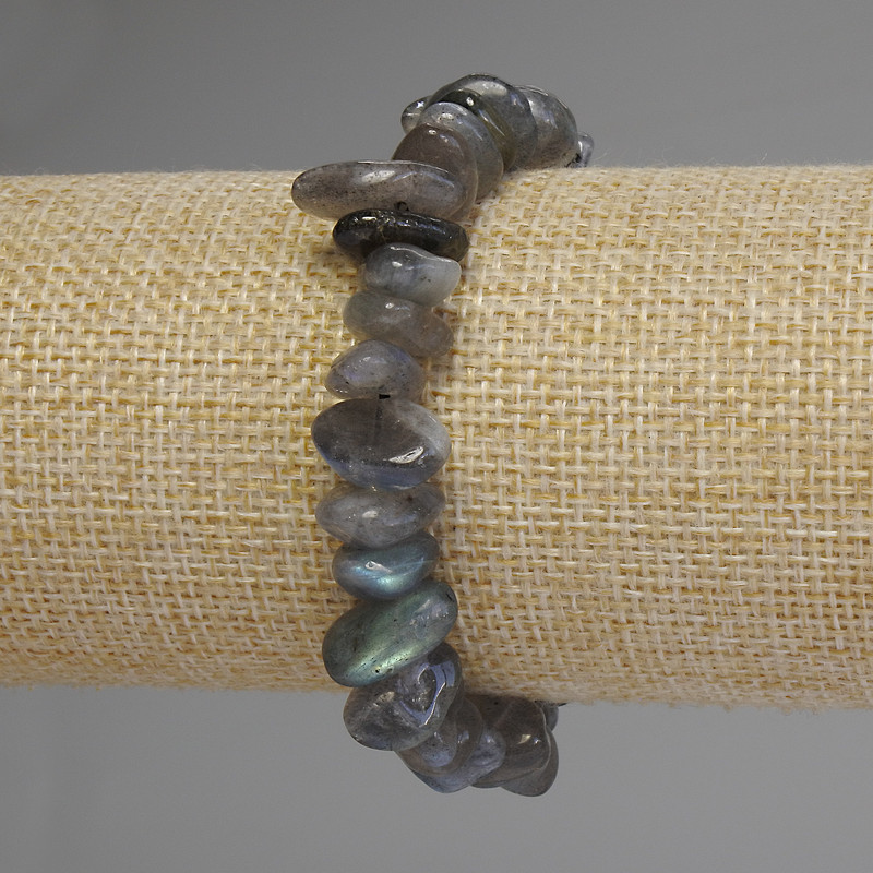 Bransoletka z labradorytu fasetowana, średnica 11–15×3–6 mm, długość 18 cm, elastyczna