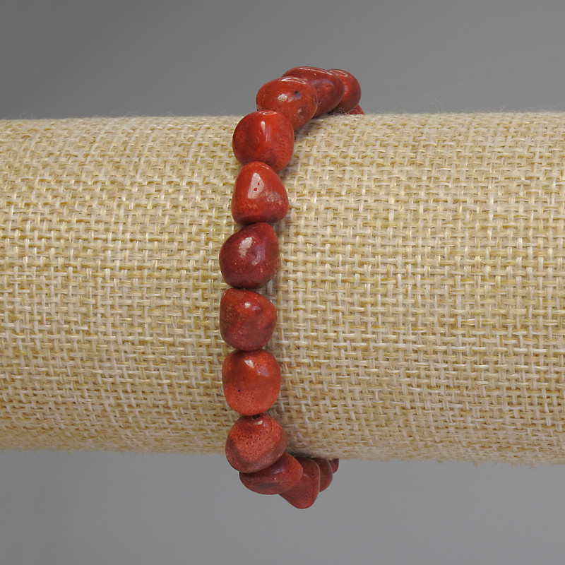 Bransoletka z koralu gąbczastego fasetowanego, średnica 7–9×6–8 mm, długość 18 cm, na elastycznej gumce